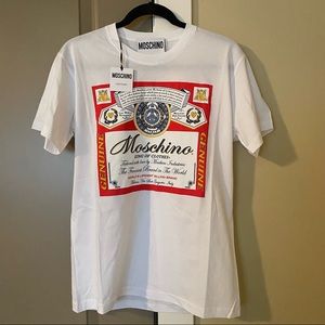 Moschino White Logo T shirt Small